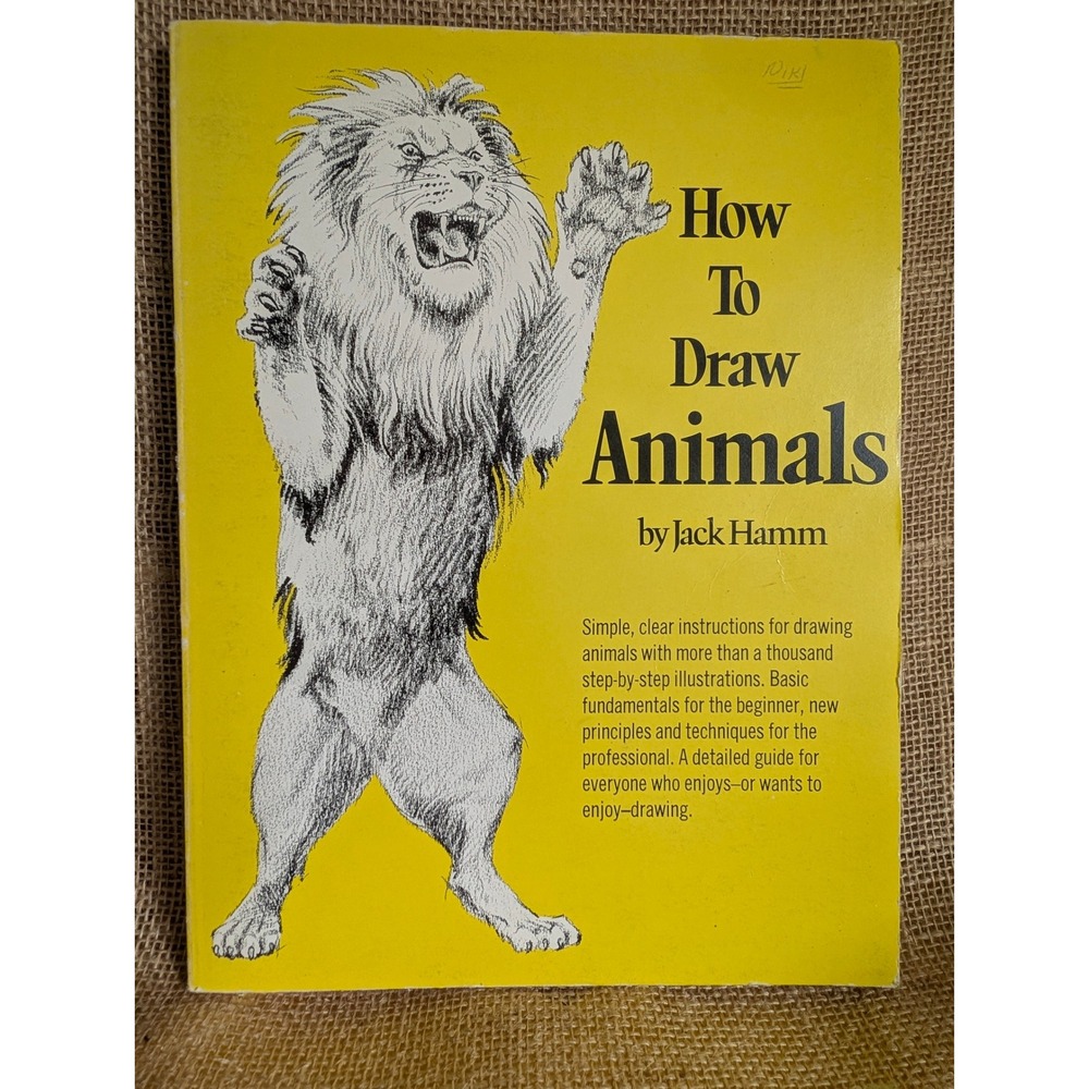 Vintage How To Draw Animals Jack Hamm 1982 Printing Art Instruction Book